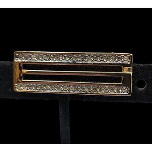 Givenchy Brooch Gold Plated Crystal Bar G Vintage Pin Paris New York Signed